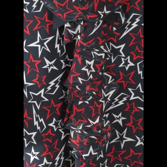 ANNA SUI BLACK AND RED RUFFLE COLLAR DRESS - Picture 3 of 5